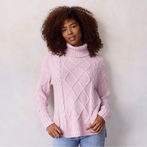 NWT LC Lauren Conrad Women’s Sweater Light Pink Cable Knit Turtleneck Size S